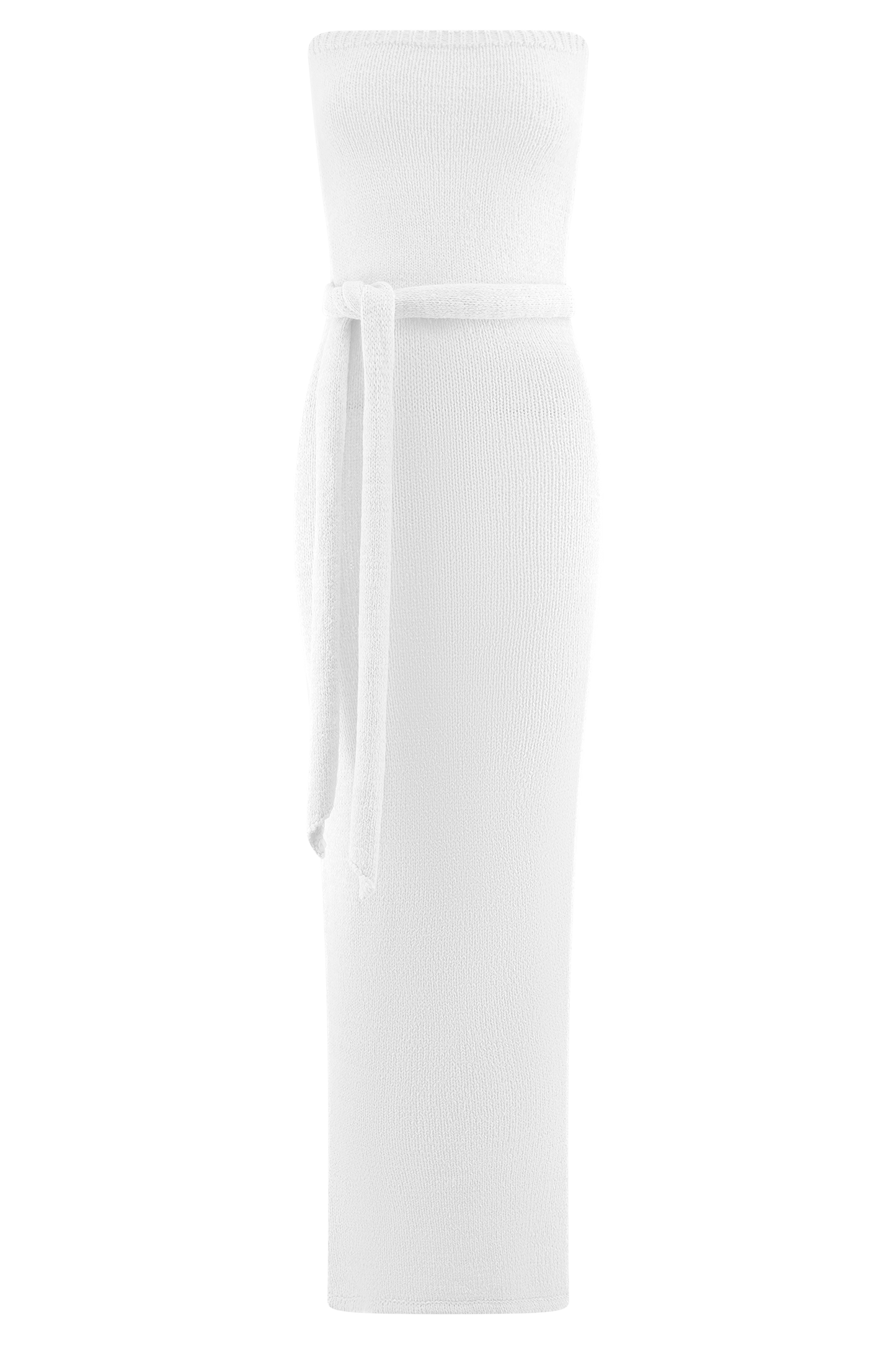 Andrea Strapless Örgü Maksi Elbise - Beyaz