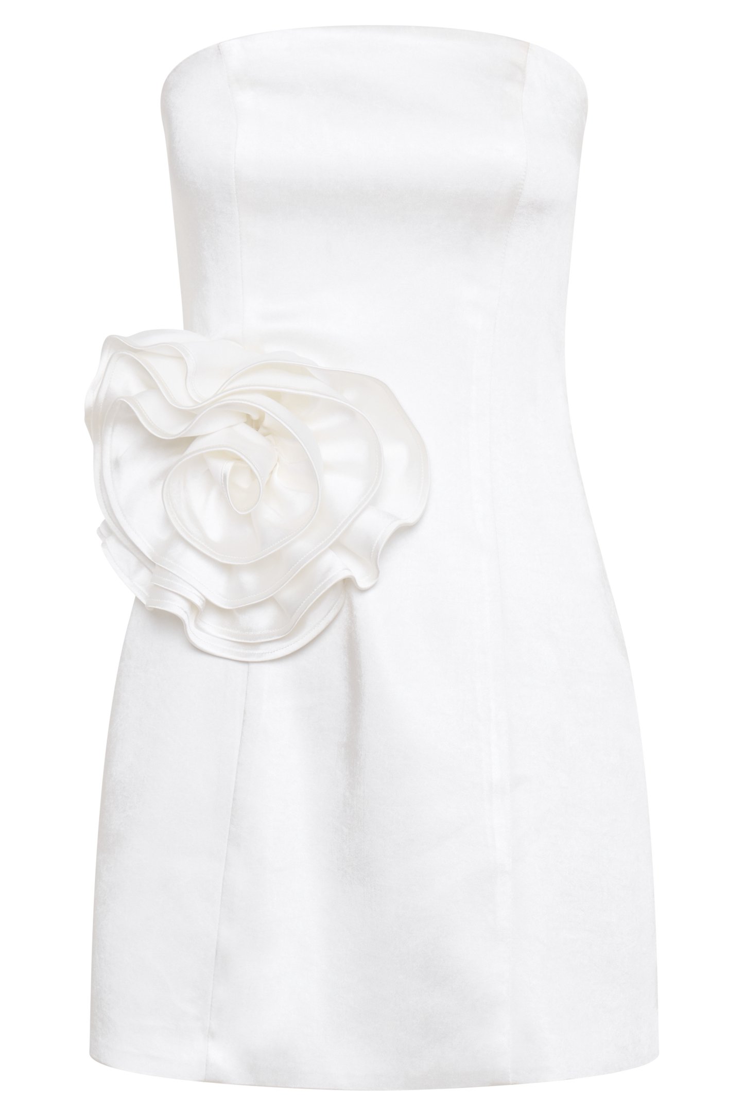 Bernadette Strapless Gül Mini Elbise - Beyaz