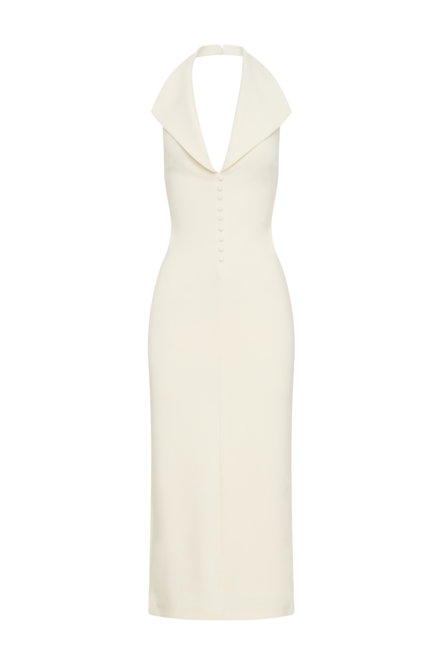 Annita Krep Halter Midi Elbise - Krem