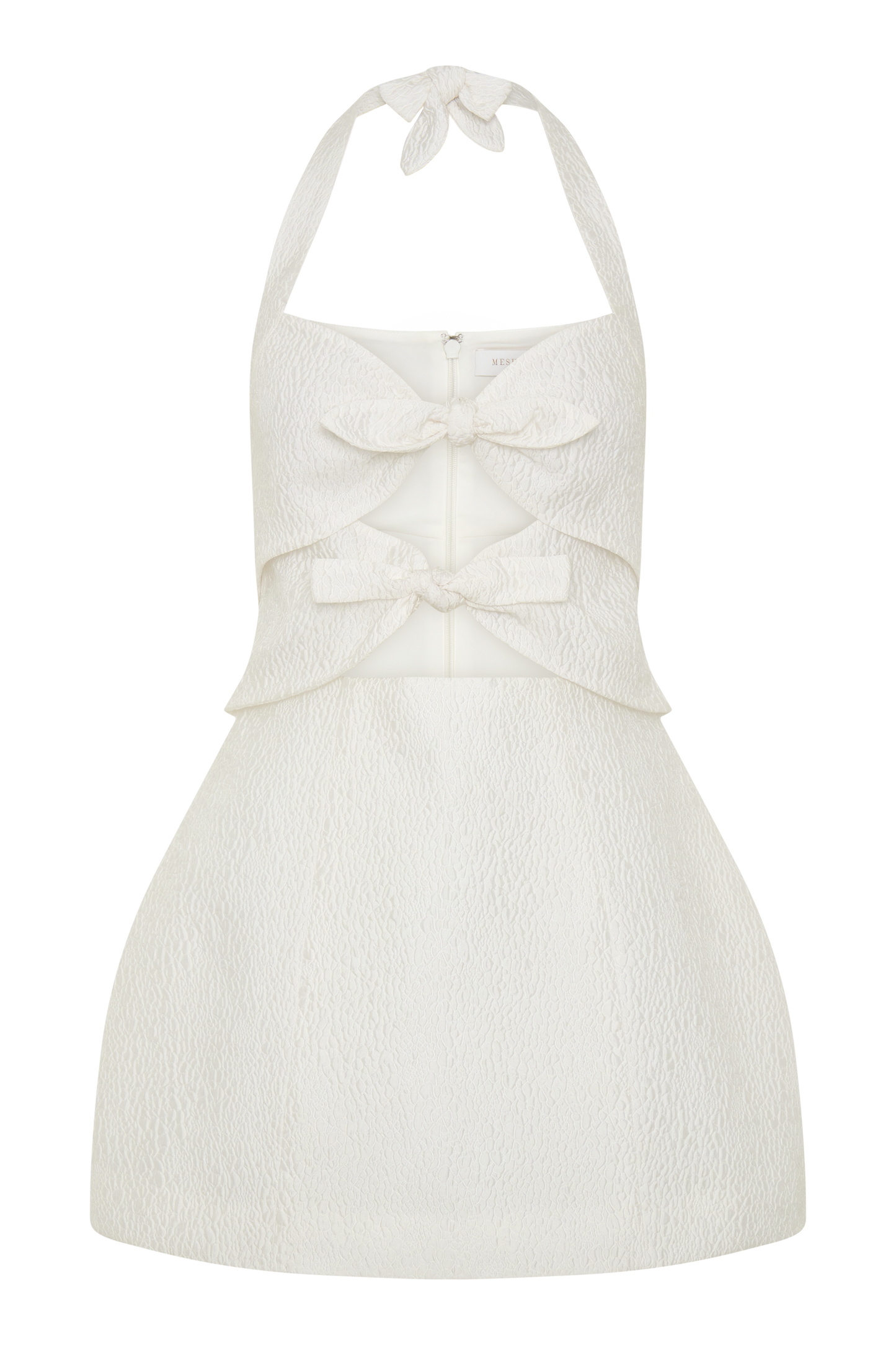 Ella Fiyonk Detaylı Halter Mini Elbise - Beyaz