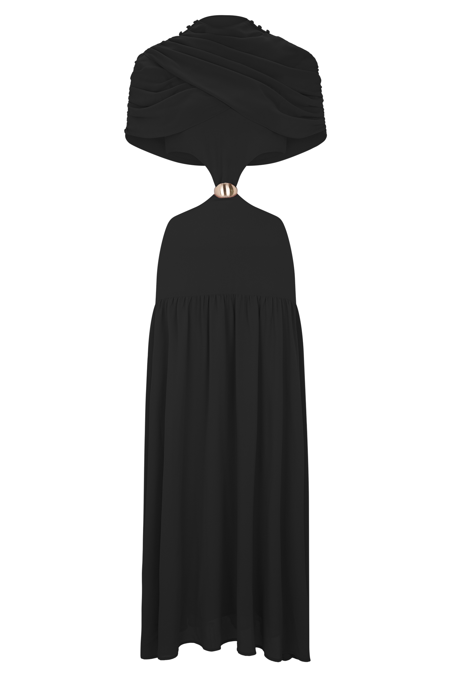Georgina Şifon Midi Elbise - Siyah