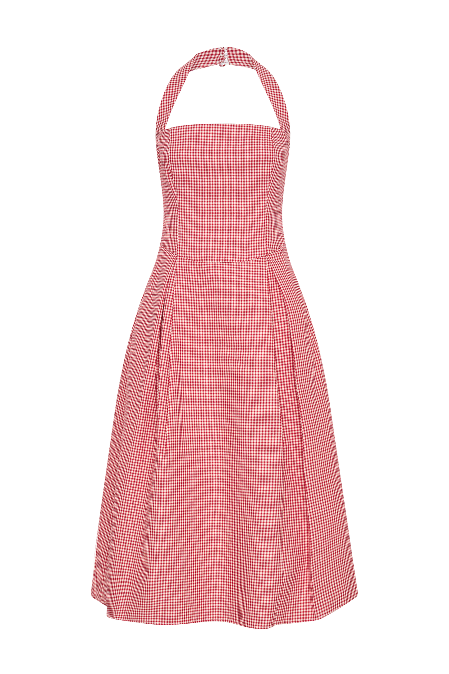 Juana Halter Midi Elbise - Kırmızı Ekose