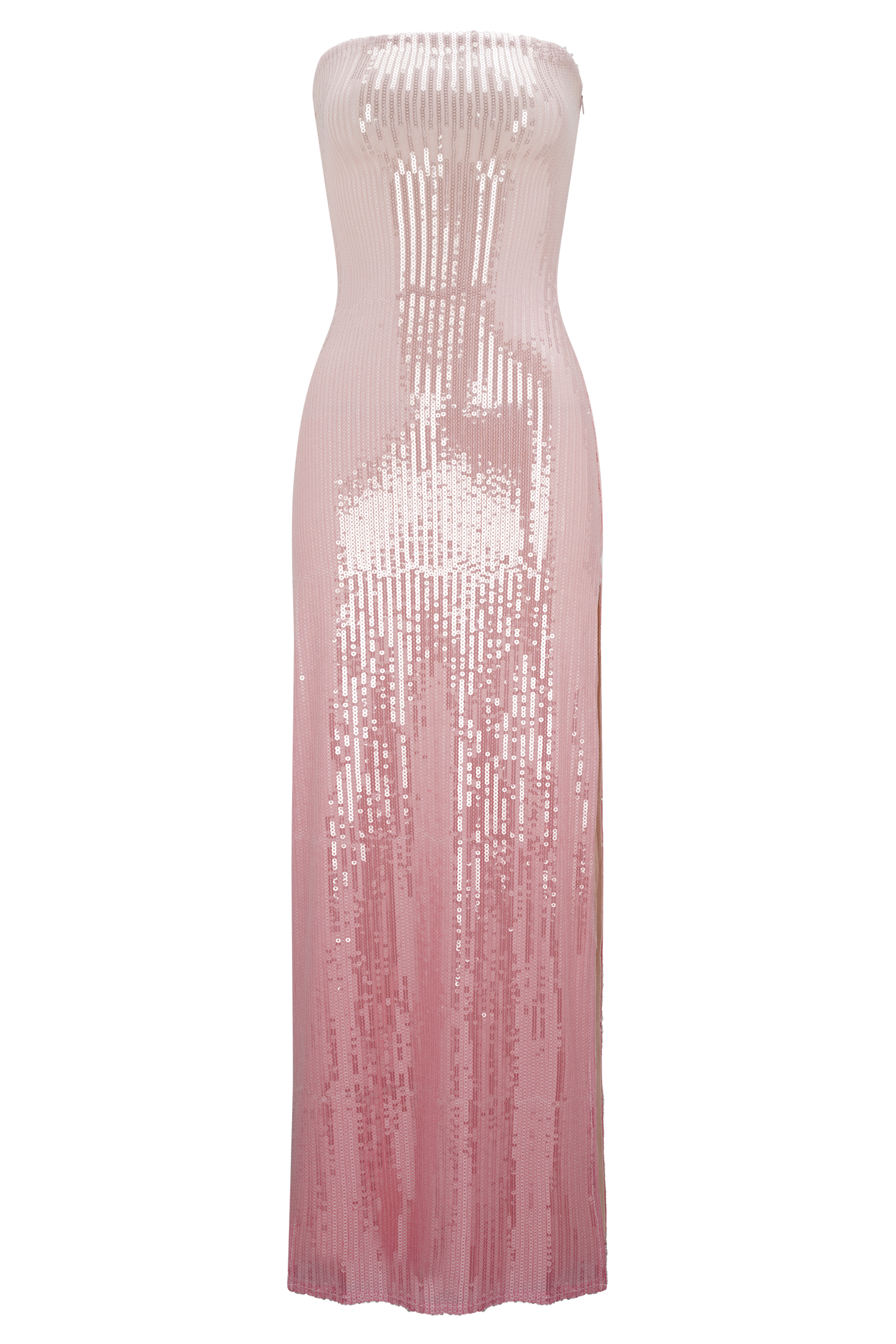 Miranda Strapless Payetli Maksi Elbise - Ombre Pembe