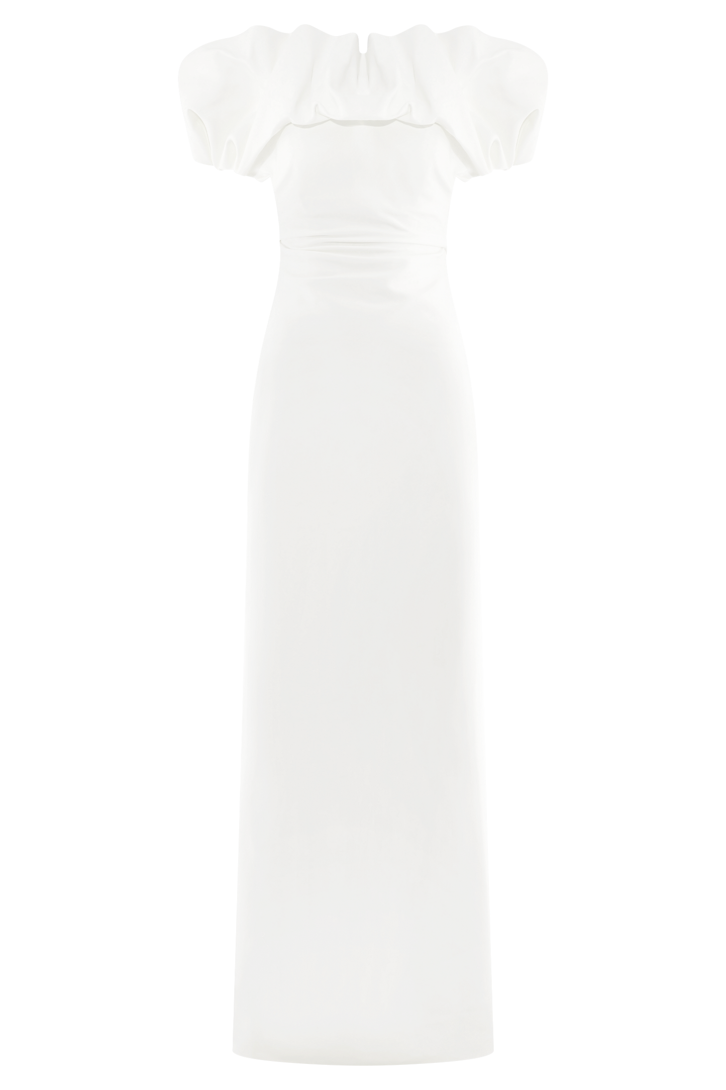 Sariya Sculptural Maksi Elbise - Beyaz