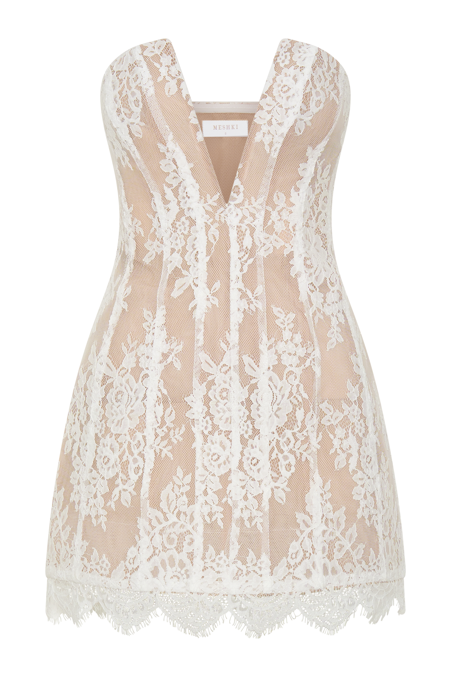 Zoey Dantel Korse Mini Elbise - Krem