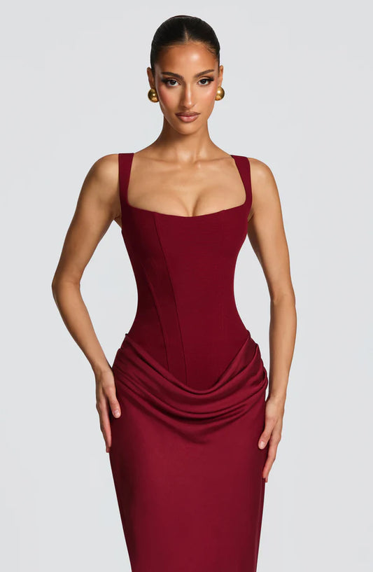 Cornelia Maxi Elbise - Bordo