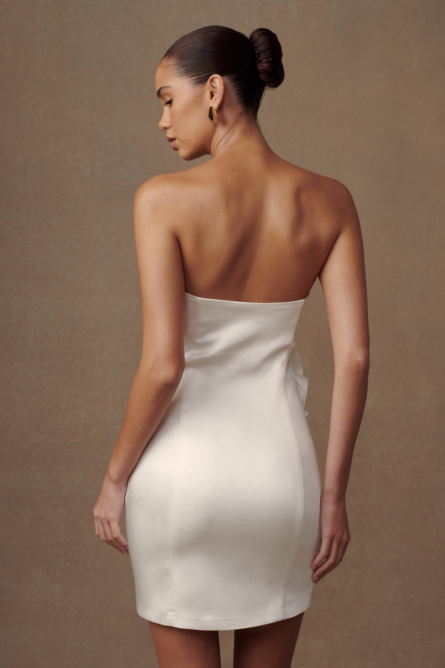 Bernadette Strapless Gül Mini Elbise - Beyaz