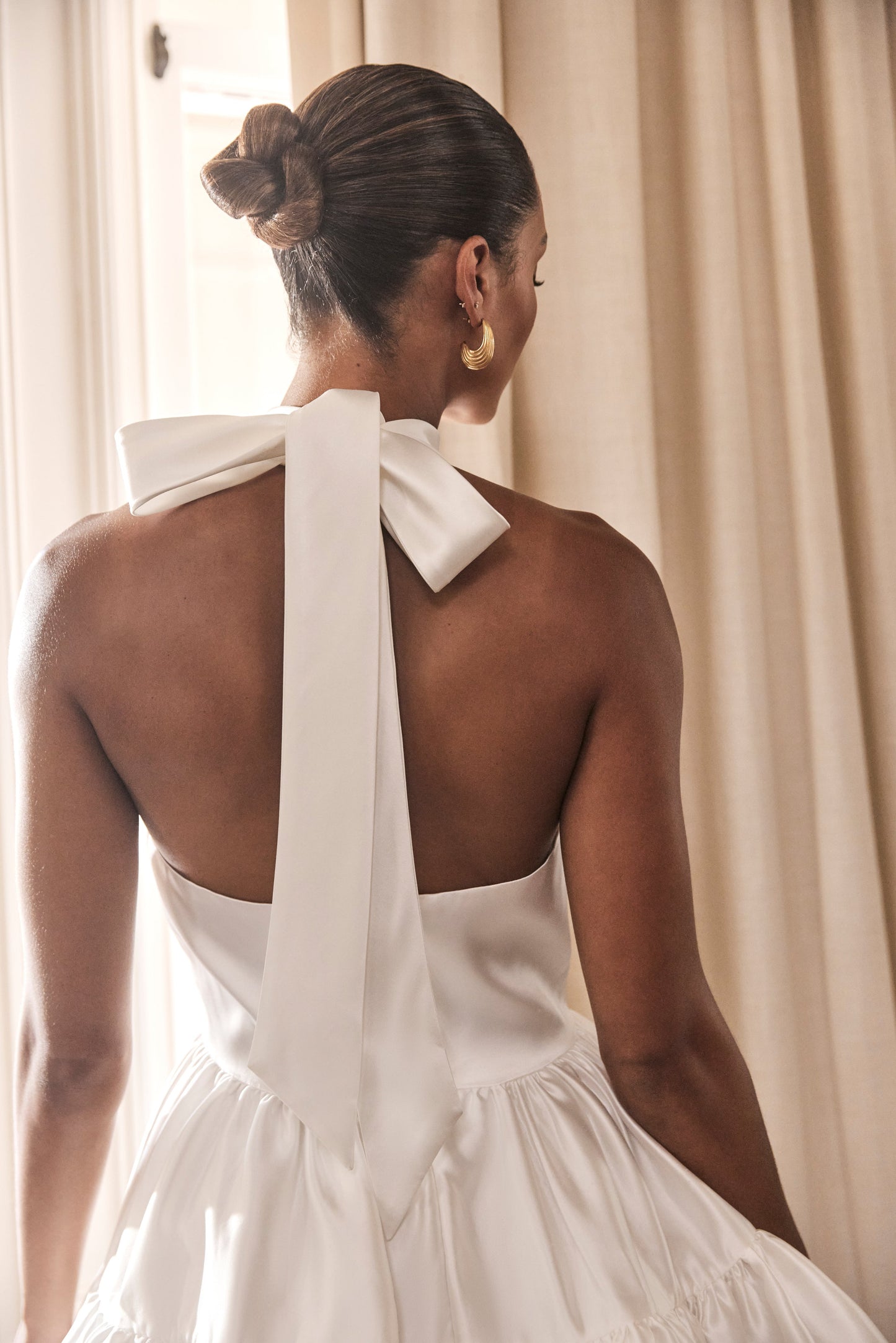Dorota Saten Halter Mini Elbise - Beyaz