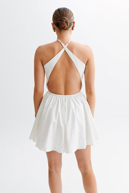 Carolina Cotton Halter Mini Dress - White