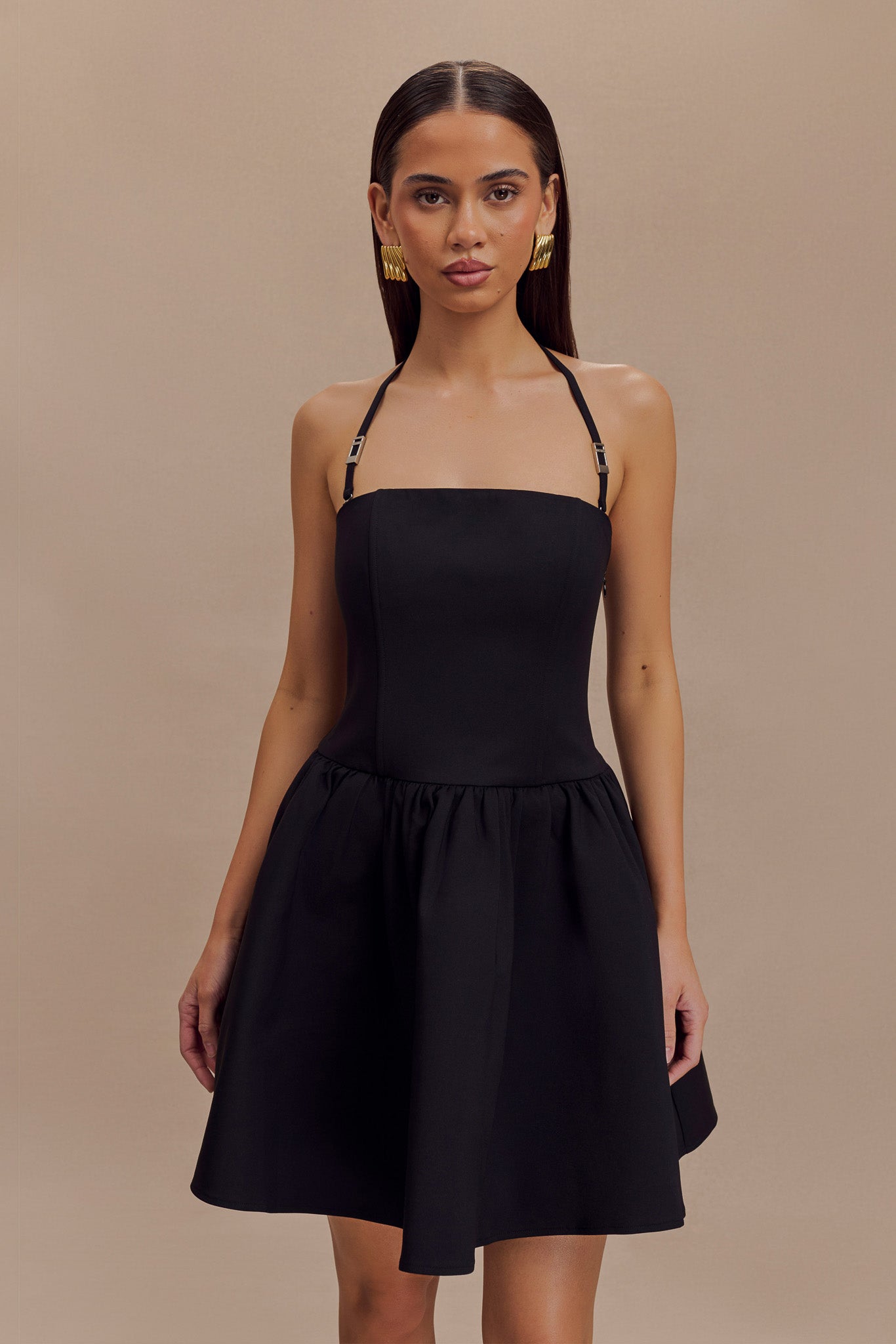 Ruby Halter Mini Elbise - Siyah