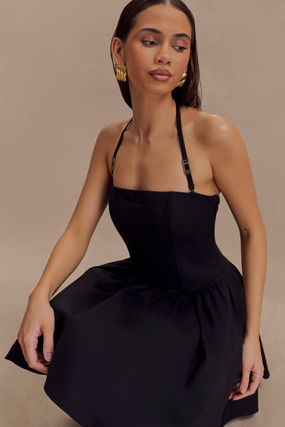 Ruby Halter Mini Elbise - Siyah