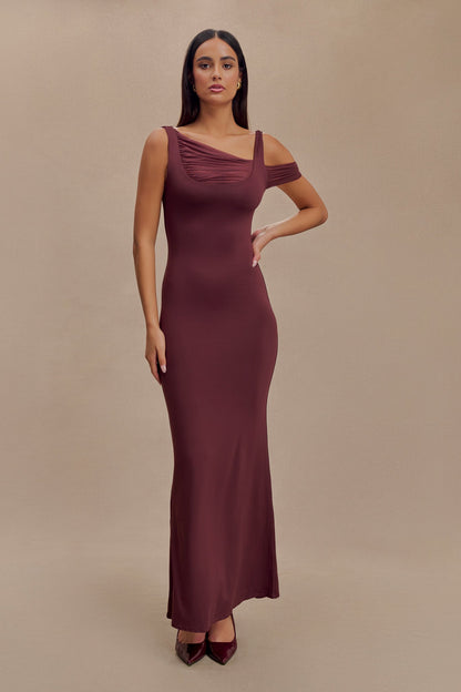 Janette Recycled Nylon And Mesh Sleeveless Maxi Dress - Mahogany