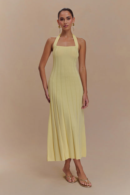 Jacqui Halter Knit Midi Dress - Lemon