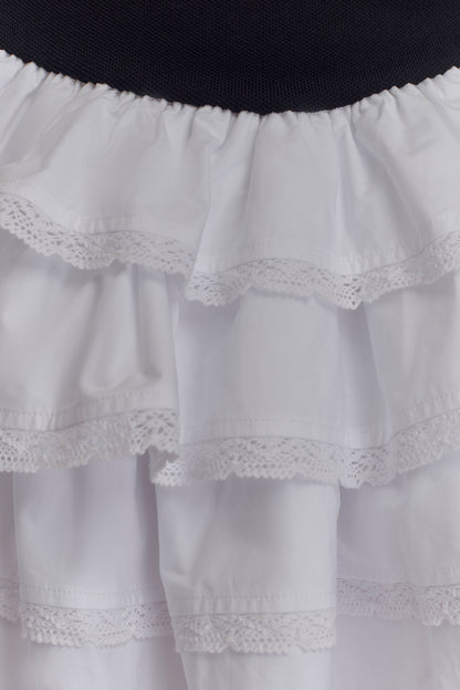 Maeve Contrast Ruffle Knit Mini Dress - Black/White