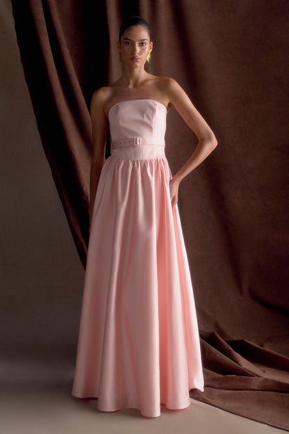 Florence Strapless Kemerli Maksi Elbise - Bebe Mavisi