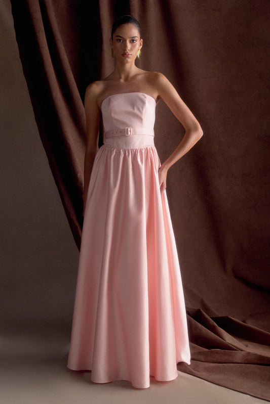 Florence Strapless Kemerli Maksi Elbise - Bebe Mavisi