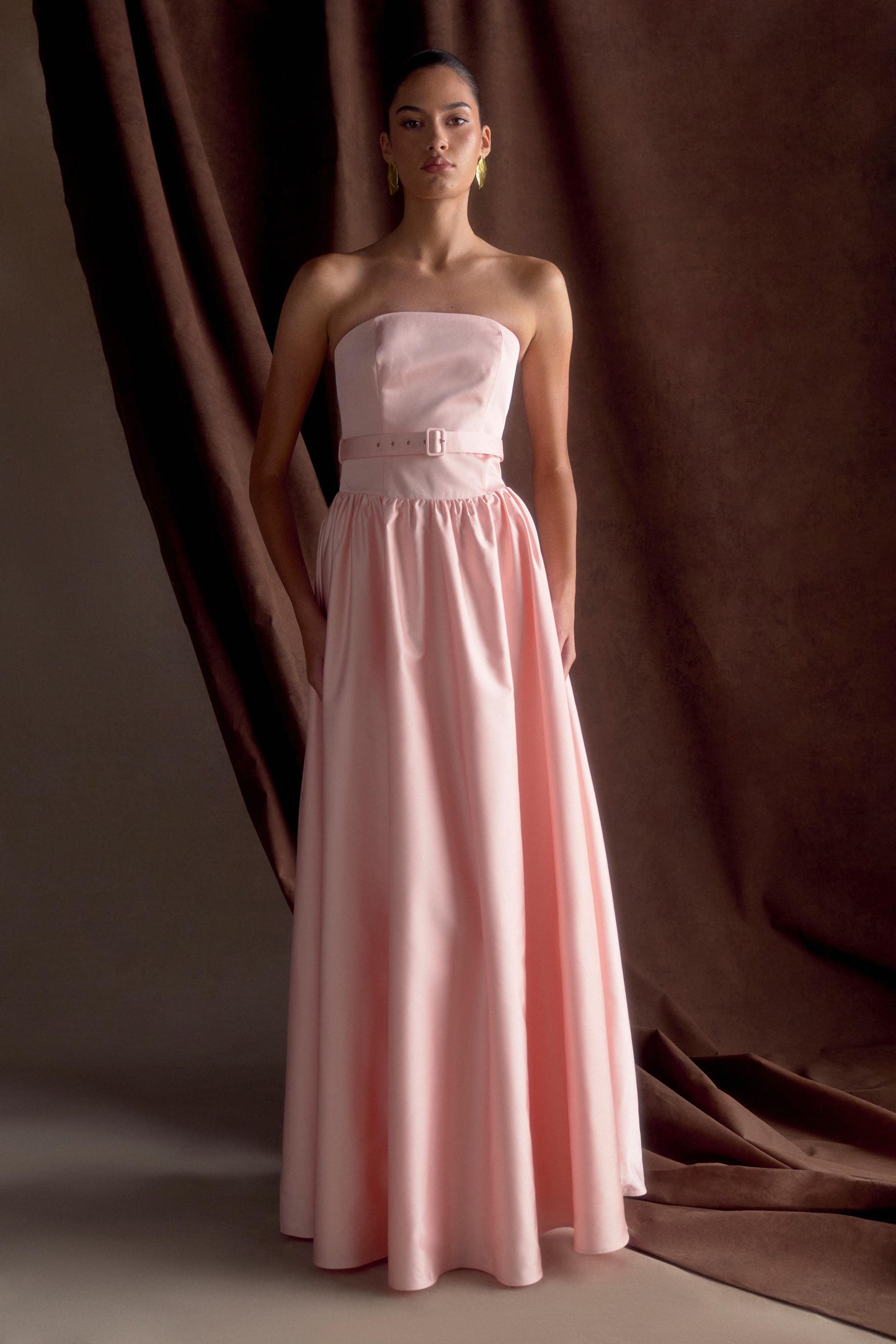 Florence Strapless Kemerli Maksi Elbise - Bebe Mavisi