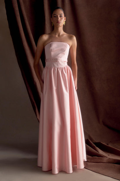 Florence Strapless Kemerli Maksi Elbise - Bebe Mavisi