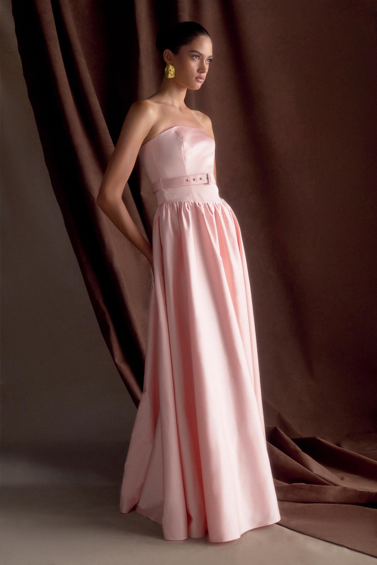 Florence Strapless Kemerli Maksi Elbise - Bebe Mavisi