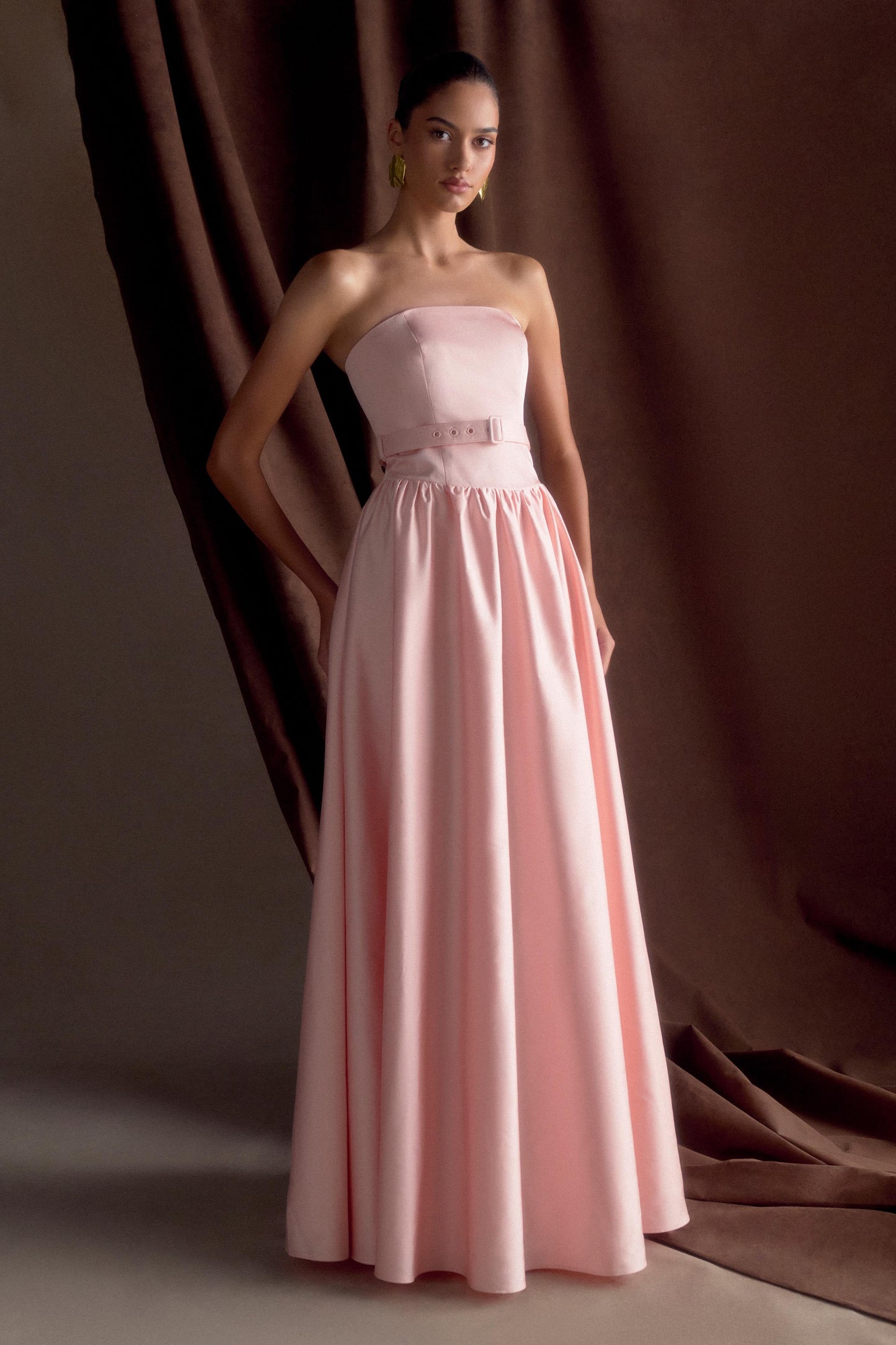 Florence Strapless Kemerli Maksi Elbise - Bebe Mavisi