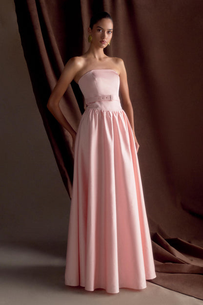 Florence Strapless Kemerli Maksi Elbise - Bebe Mavisi
