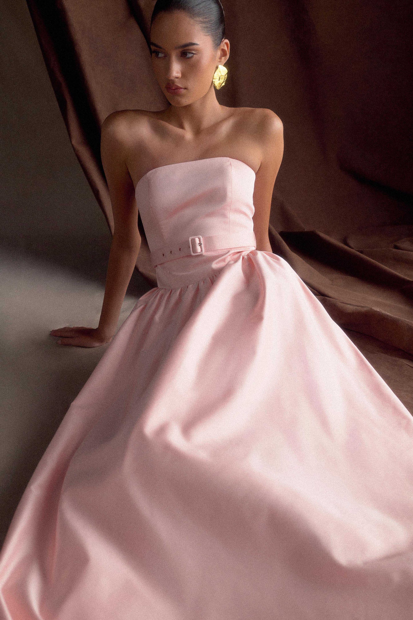 Florence Strapless Kemerli Maksi Elbise - Bebe Mavisi