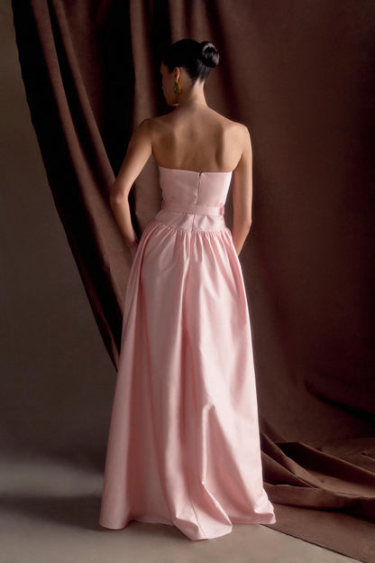 Florence Strapless Kemerli Maksi Elbise - Bebe Mavisi