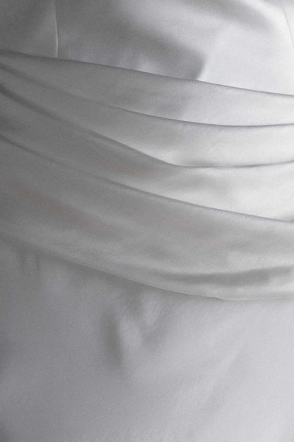 Jasmine Strapless Satin Maxi Dress - White