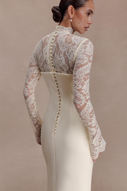 Aurelie Long Sleeve Lace Maxi Dress - Ivory