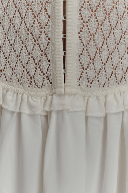 Tahlia Pointelle Knit Midi Dress - White