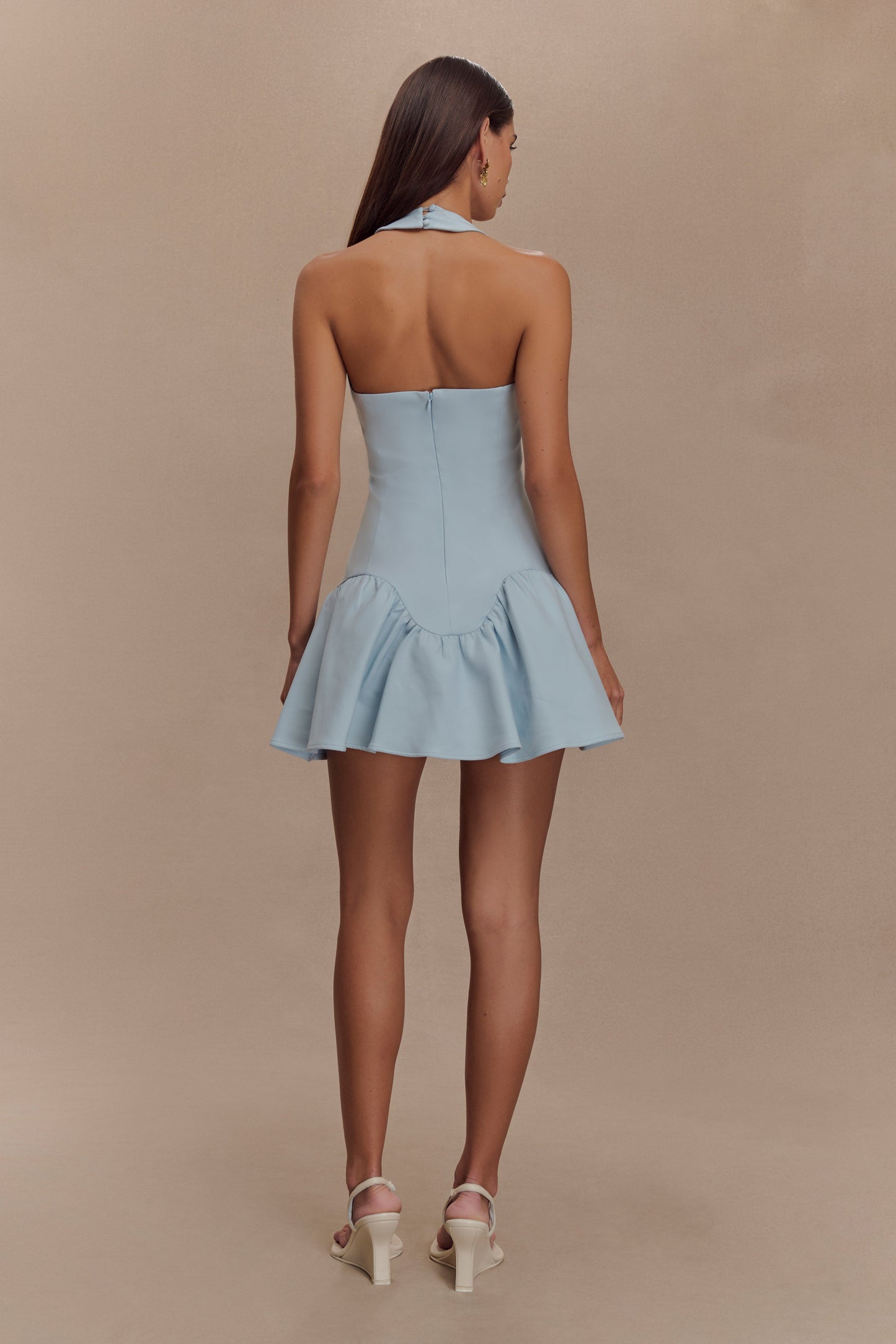 Calipso Halter Mini Elbise - Peygamber Çiçeği Mavisi