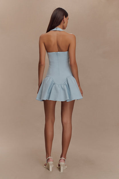Calipso Halter Mini Elbise - Peygamber Çiçeği Mavisi