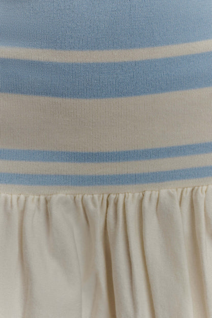 Ellison Contrast Knit Mini Dress - Blue/White