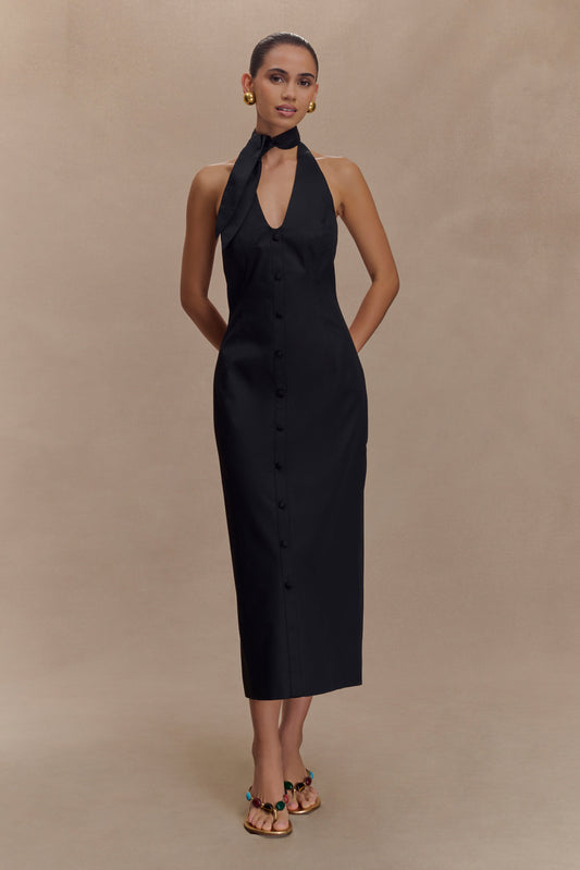 Simona Halter Boyunluk Midi Elbise - Siyah