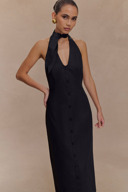 Simona Halter Boyunluk Midi Elbise - Siyah