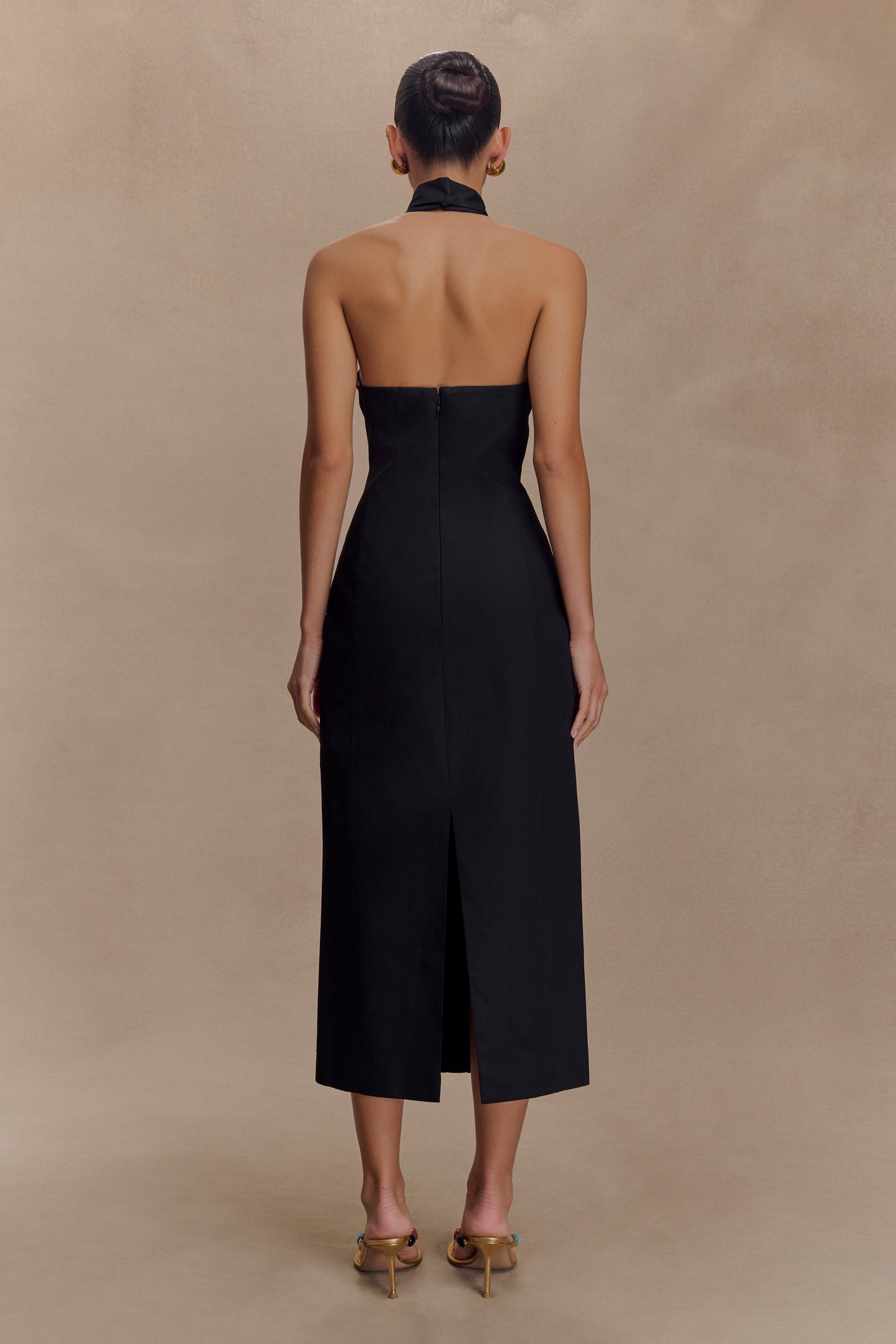 Simona Halter Boyunluk Midi Elbise - Siyah