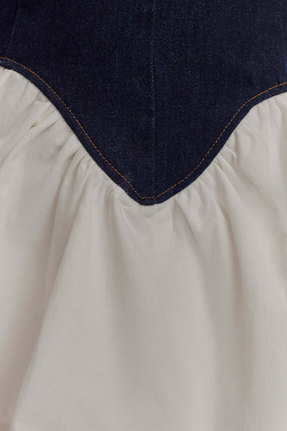 Merlyn Denim Cotton Mini Dress - Indigo Blue