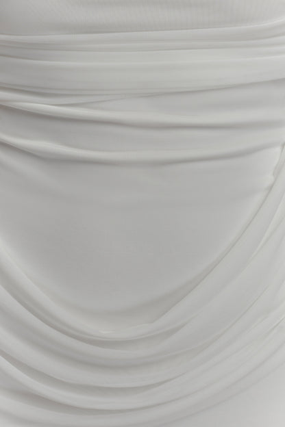 Gabrielle Slinky And Mesh Maxi Dress - White