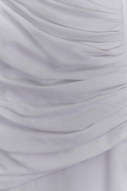 Dante Ruched Linen Midi Dress - White