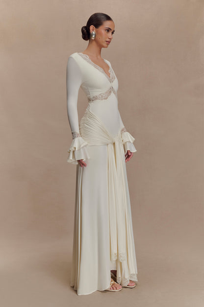 Electra Slinky Lace Maxi Dress - Ivory