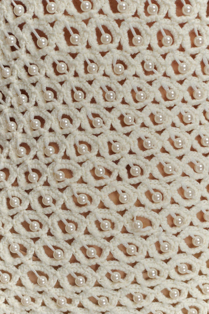 Vanessa Hand Crochet Pearl Mini Dress - Ivory