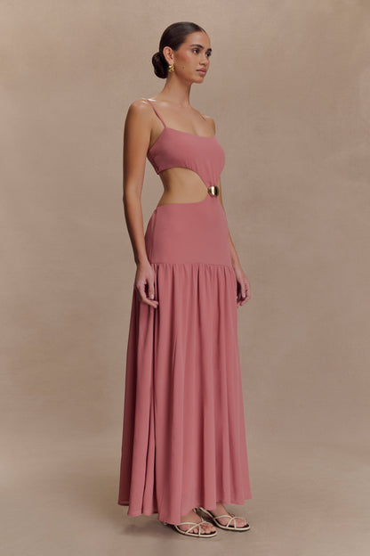 Georgina Chiffon Midi Dress - Burnt Rose