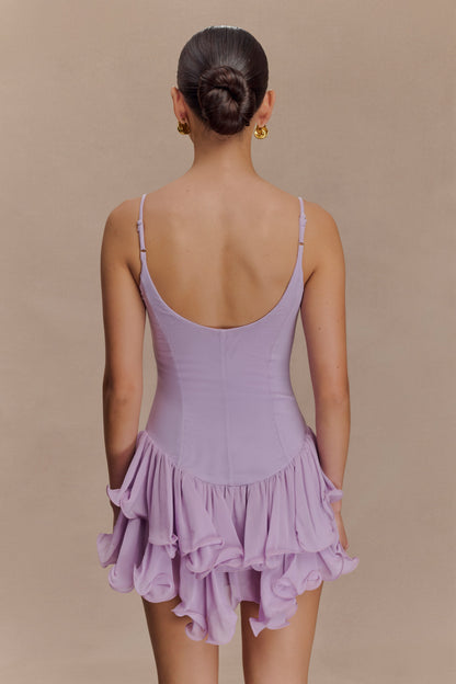 Calantha Ruffle Mesh Mini Dress - Lilac