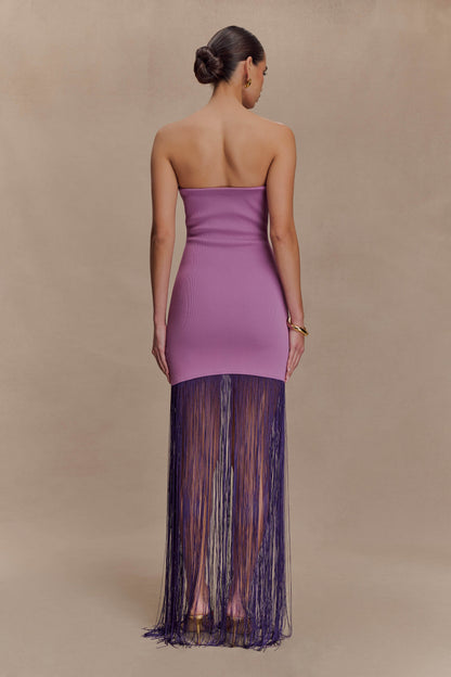 Koah Fringe Bandage Knit Maxi Dress - Purple