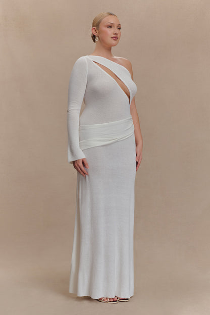 Alexius One Shoulder Knit Maxi Dress - Ivory