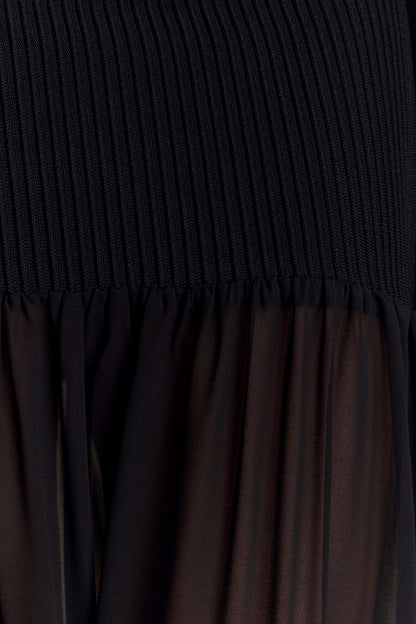 Haille Knit Chiffon Maxi Dress - Black