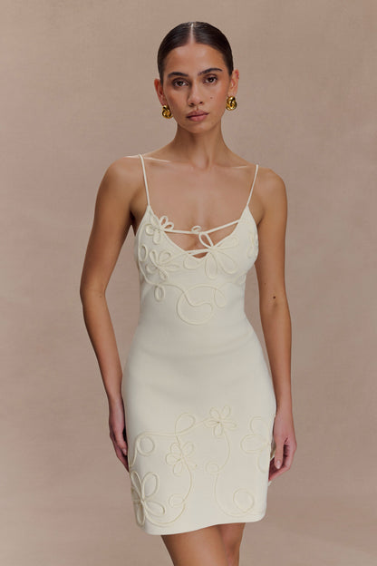 Brullo Embroidery Knit Mini Dress - Ivory