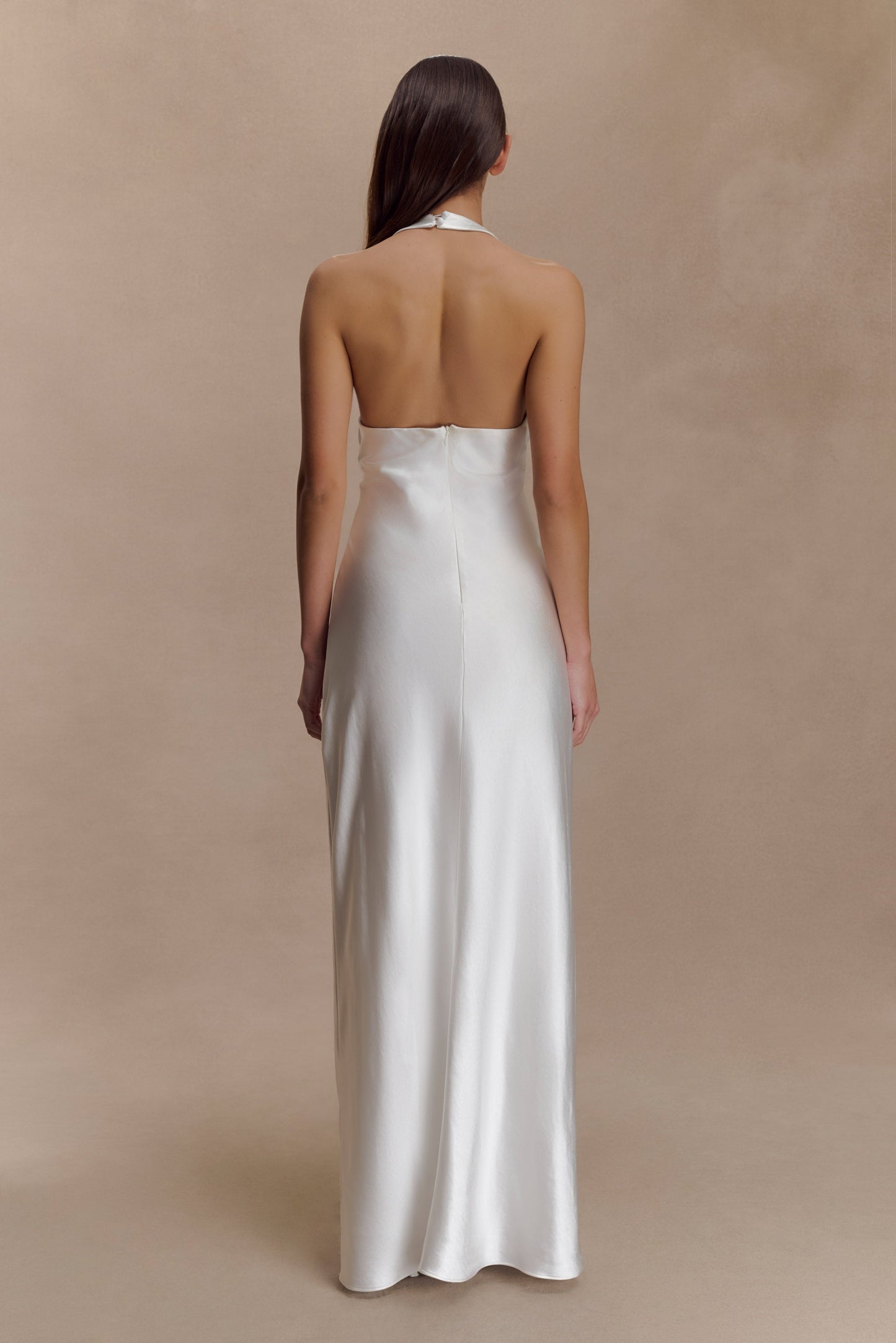 Alice Saten Halter Maksi Elbise - Beyaz