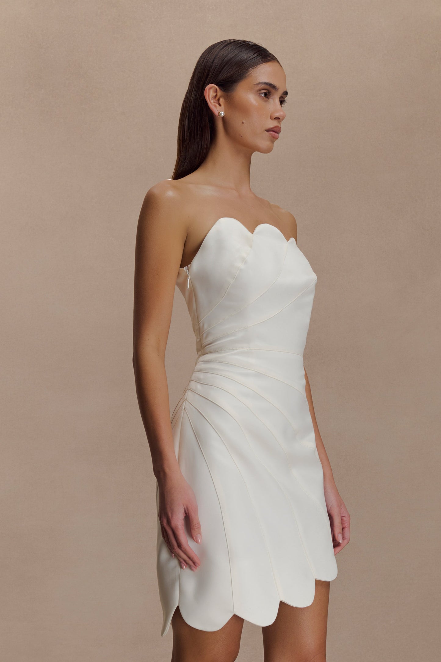 Atenea Saten Mini Elbise - Beyaz