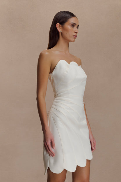Atenea Saten Mini Elbise - Beyaz